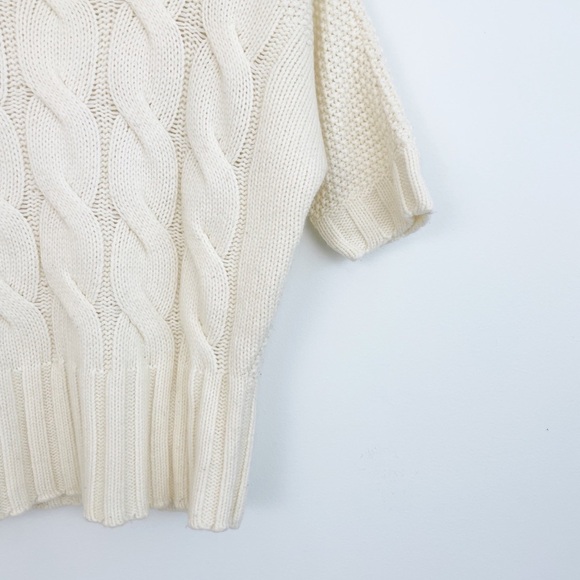 Express Cream Wool Blend Cable Knit Short Sleeves Sweater Size Xsmall - Picture 7 of 16
